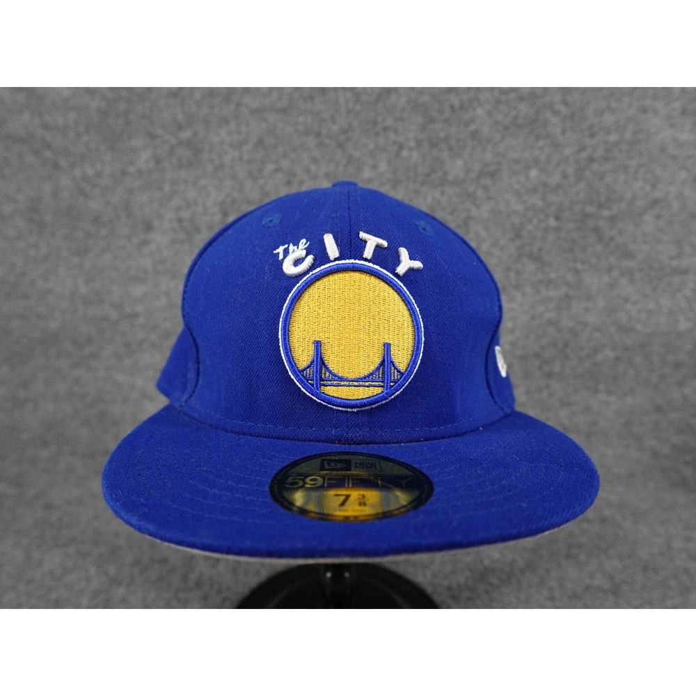 New Era Fitted Hat Mens 7 3/8 Blue Good Golden State Warriors The City 59FIFTY